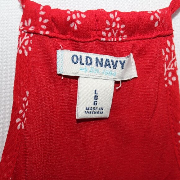 Old Navy Red and White Pattern Strappy Sun Dress with Ruffle Hem - Picture 10 of 15